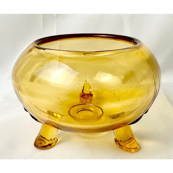 Viking Flowerlite 3-Footed Gold Glass Bowl - Picture 1 of 7
